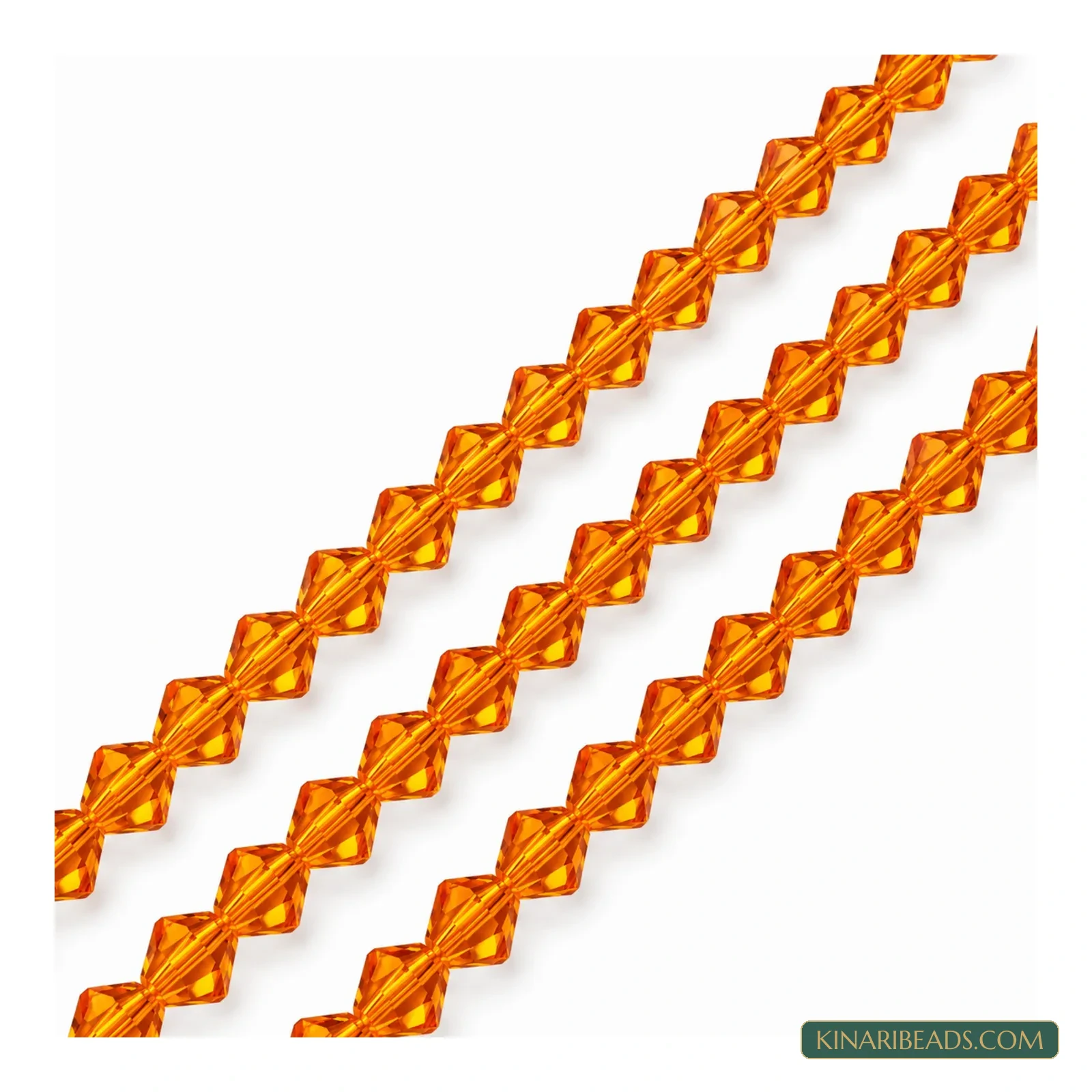 6mm Faceted Crystal Bicone Glass Beads - 1 String - Orange colour